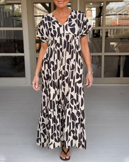 CARIA - Short sleeve dress with V-neckline