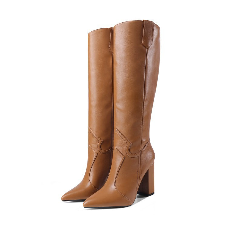 Knee High Heel Pointed Toe Boots