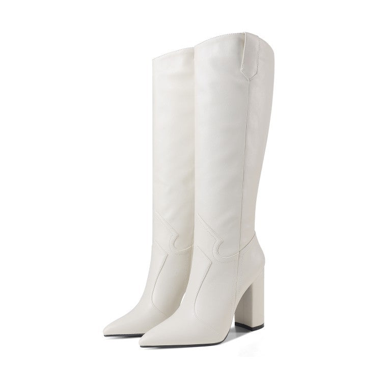 Knee High Heel Pointed Toe Boots