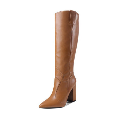 Knee High Heel Pointed Toe Boots