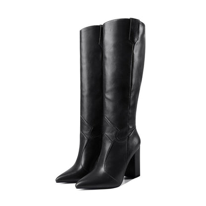 Knee High Heel Pointed Toe Boots