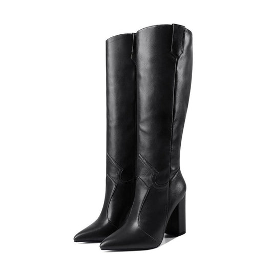 Knee High Heel Pointed Toe Boots