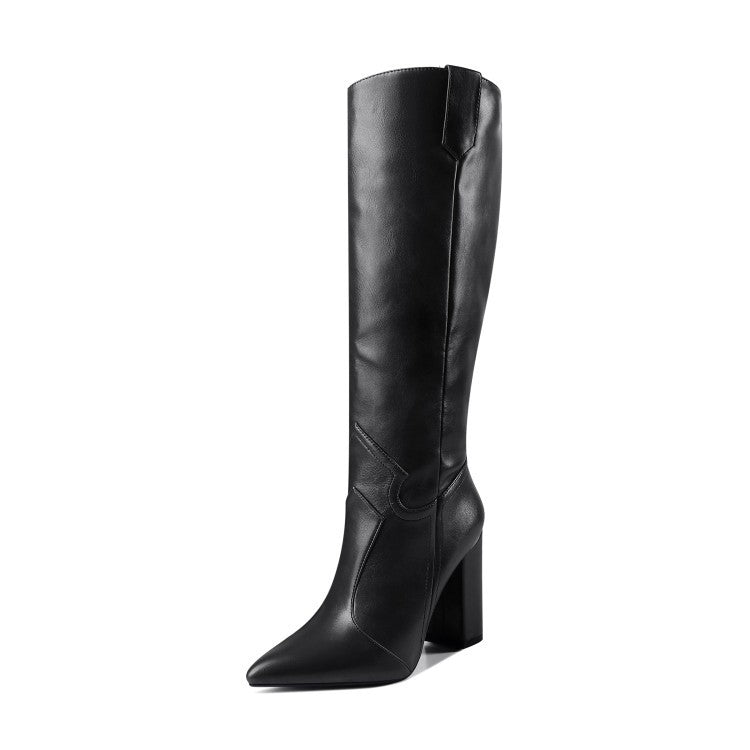 Knee High Heel Pointed Toe Boots