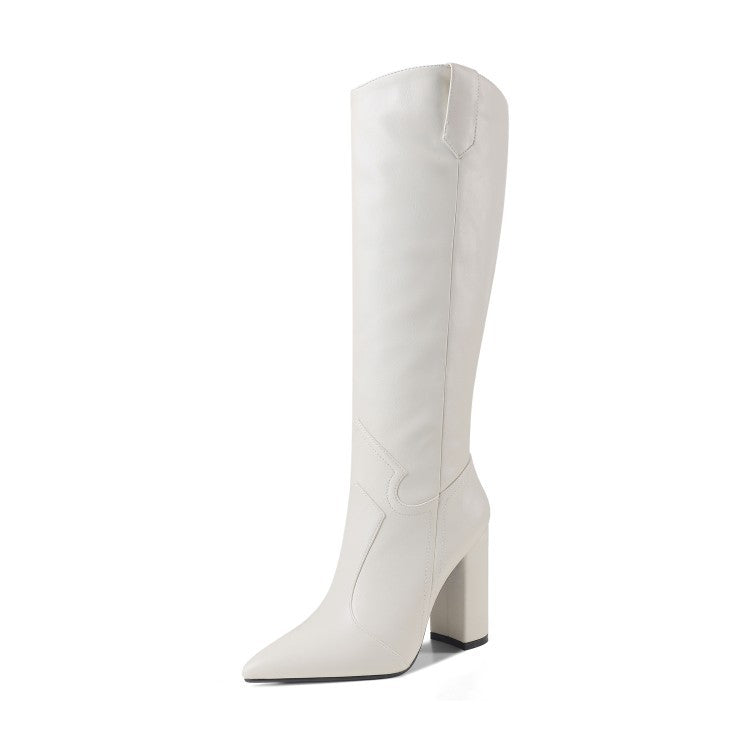 Knee High Heel Pointed Toe Boots