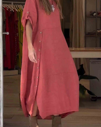 MYLAH - COTTON AND LINEN DRESS