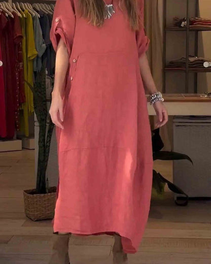 MYLAH - COTTON AND LINEN DRESS