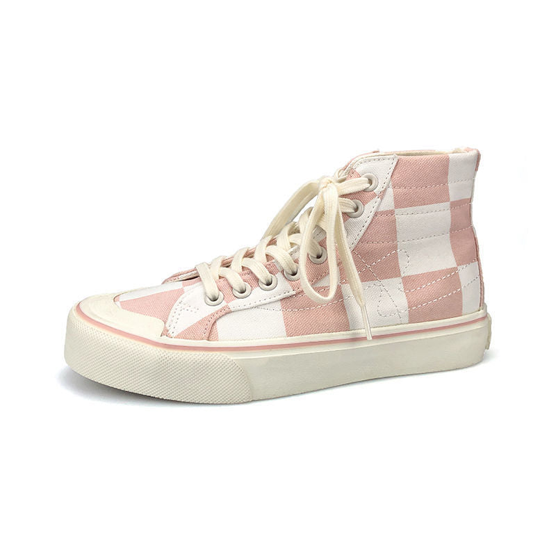 Pink Canvas Checker Sneakers