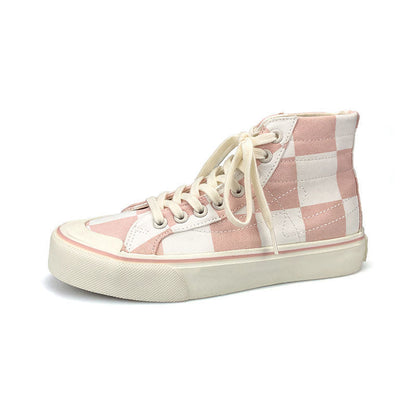 Pink Canvas Checker Sneakers