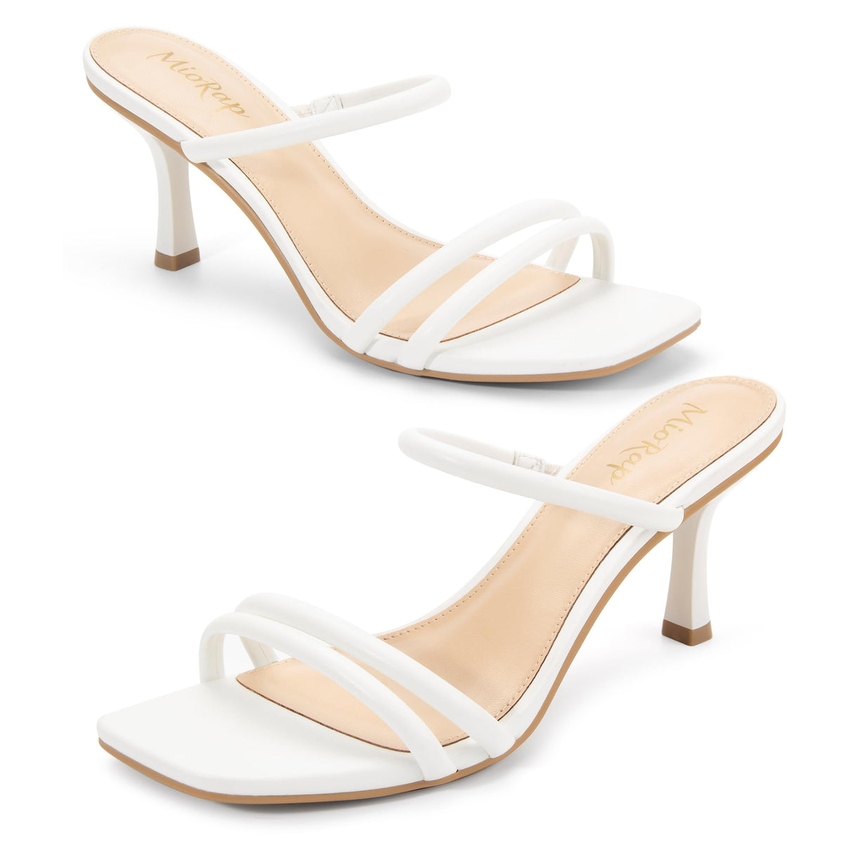 Square Open Toe Strappy Mules Heeled Sandals