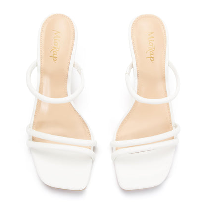 Square Open Toe Strappy Mules Heeled Sandals