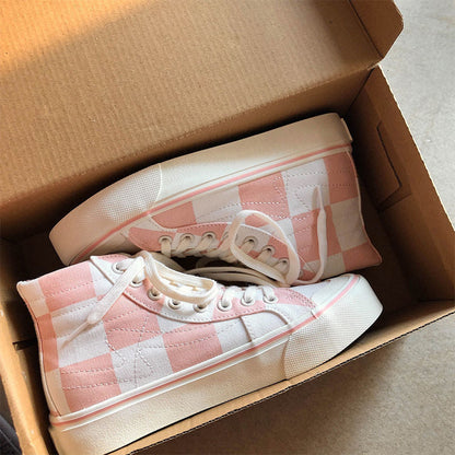 Pink Canvas Checker Sneakers