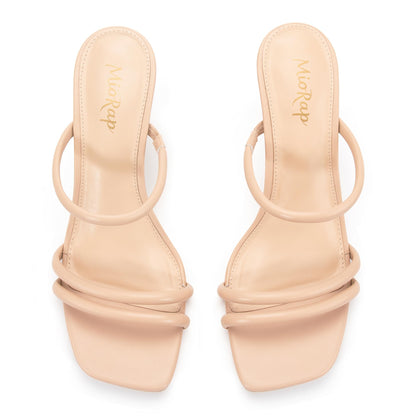 Square Open Toe Strappy Mules Heeled Sandals