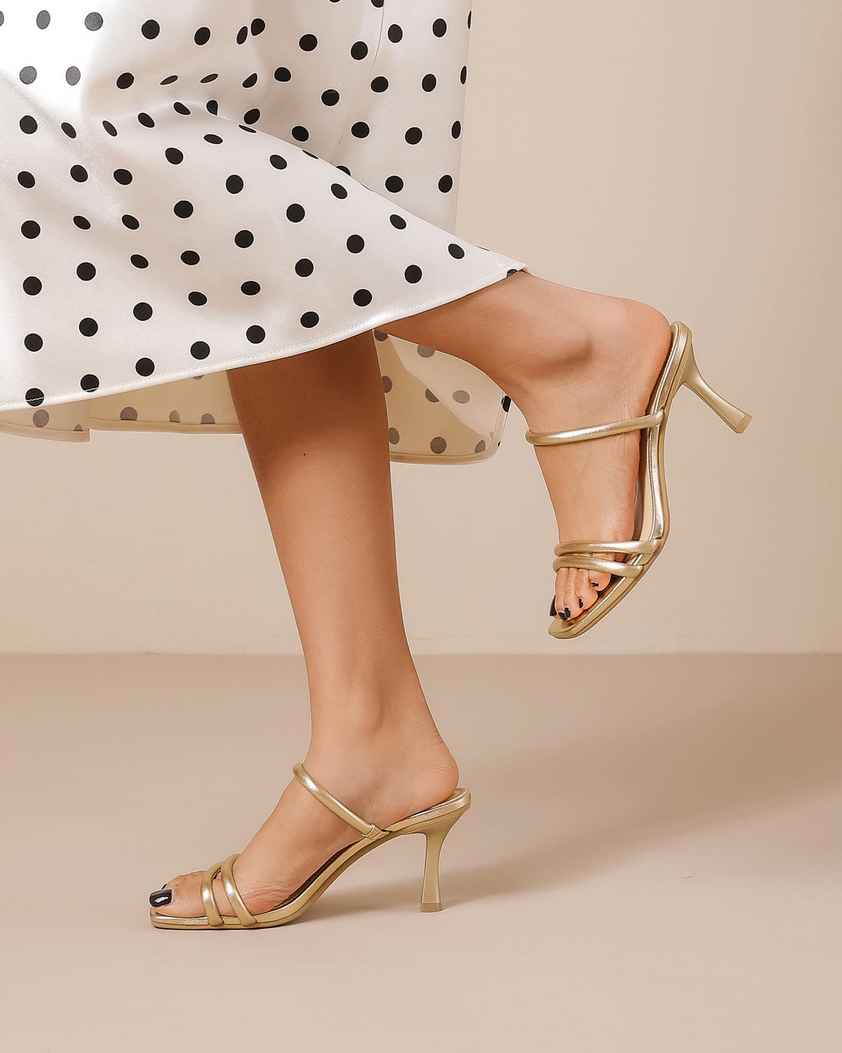 Square Open Toe Strappy Mules Heeled Sandals