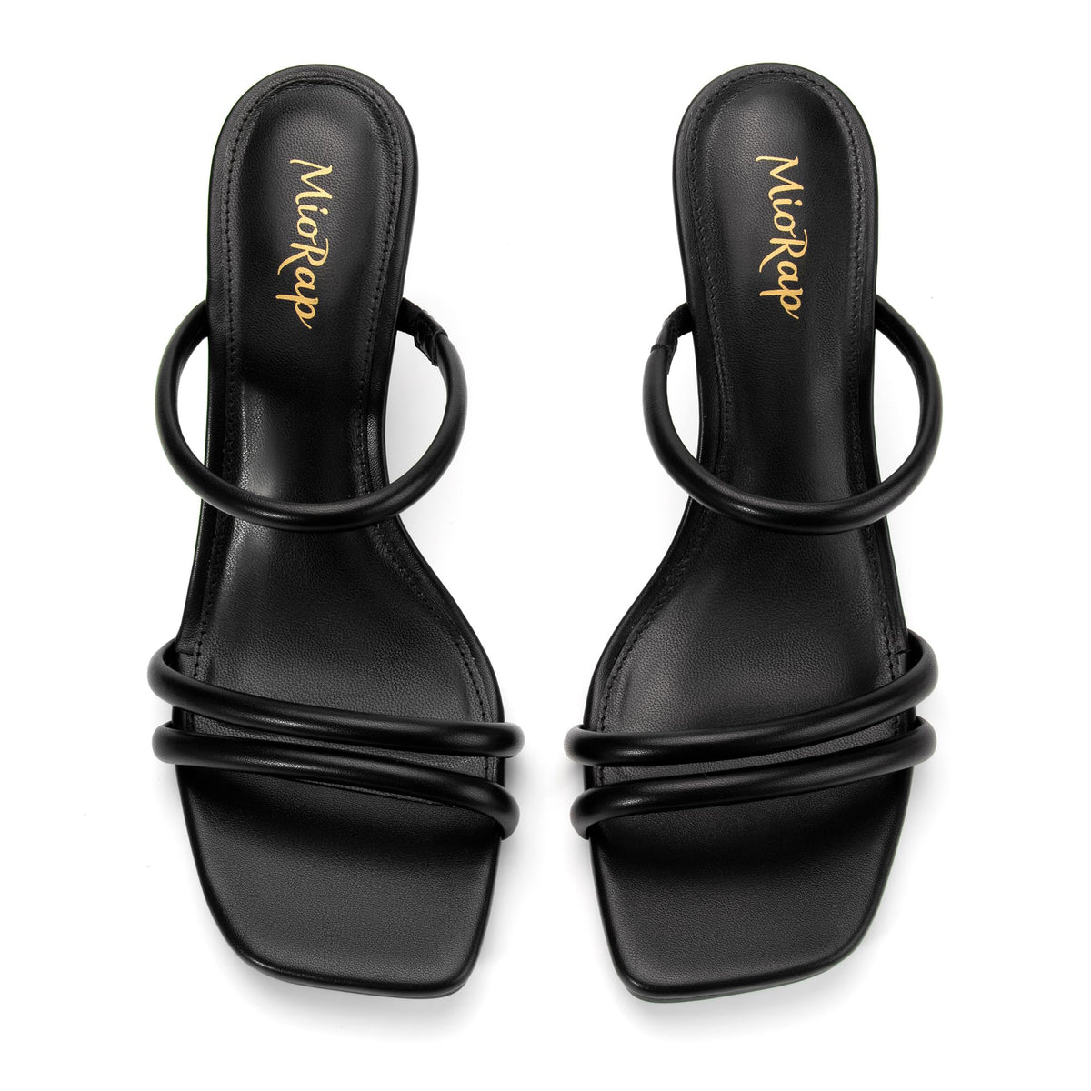Square Open Toe Strappy Mules Heeled Sandals