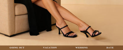 Square Open Toe Strappy Mules Heeled Sandals