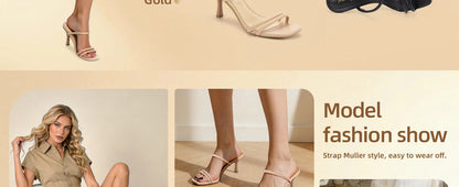 Square Open Toe Strappy Mules Heeled Sandals