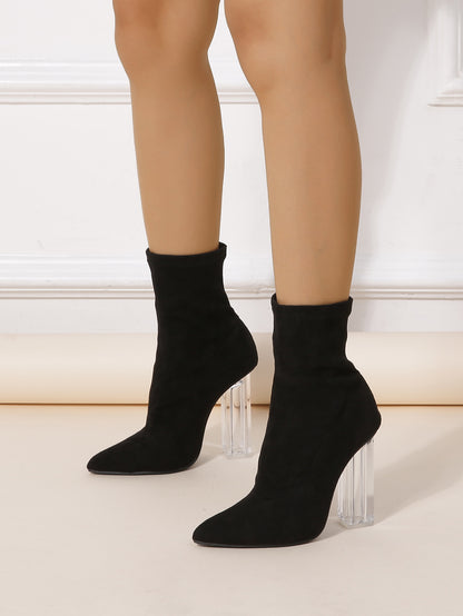 Chunky Heel Pointed Toe Mid Boots