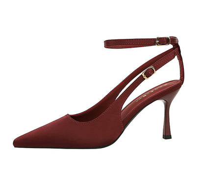 Satin Stiletto Heels Pointed Toe