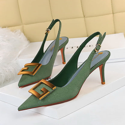 Metal Square Buckle Pumps