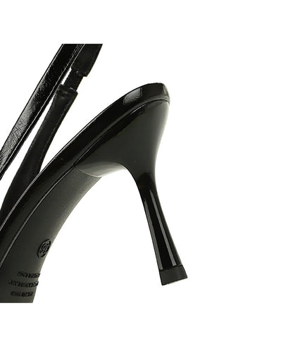 Back Strap Pointed Toe Low Cut Bowknot Stiletto Heel
