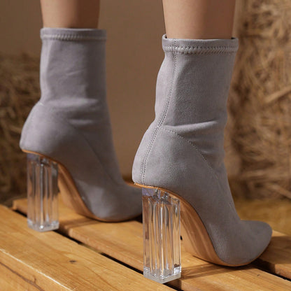 Chunky Heel Pointed Toe Mid Boots