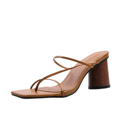 Open Square Toe Slip On Heel