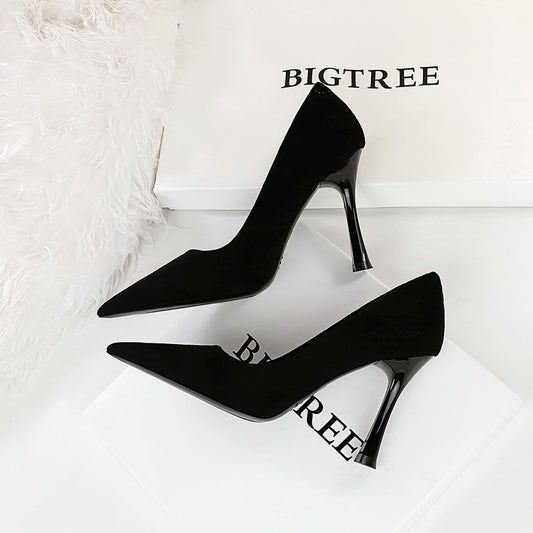 Wine Glass Heel Shallow Mouth Pointed Toe