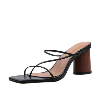 Open Square Toe Slip On Heel
