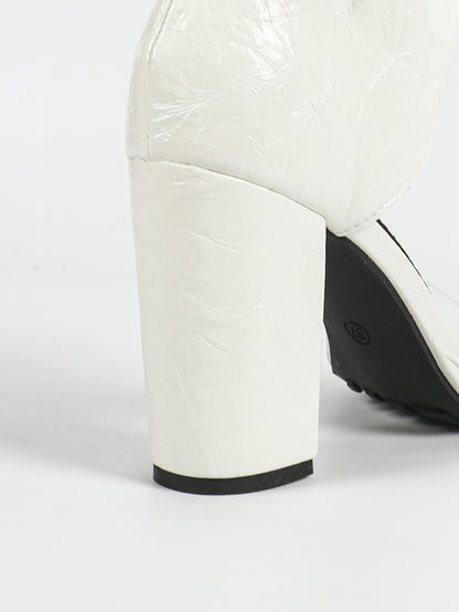 Mid Calf Shoes Peep Toe Heel
