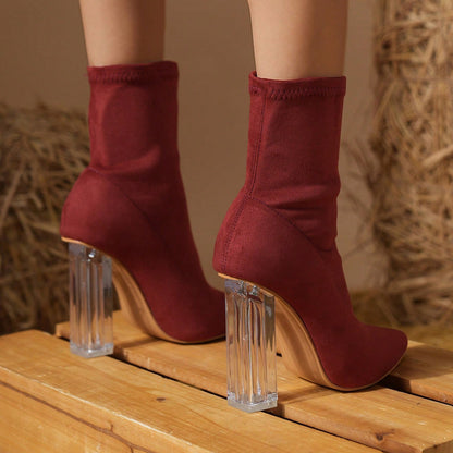 Chunky Heel Pointed Toe Mid Boots
