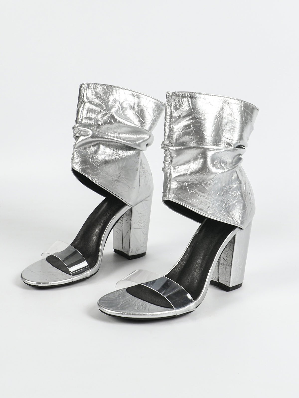 Mid Calf Shoes Peep Toe Heel