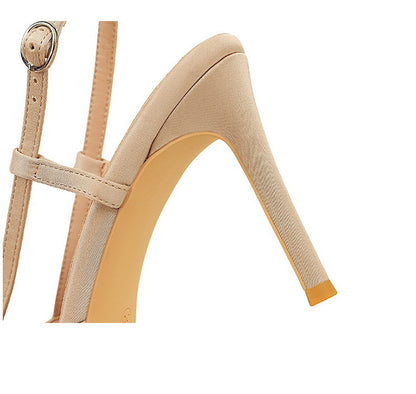Satin Bow Metal Tip  Color Block Back Strap Pumps