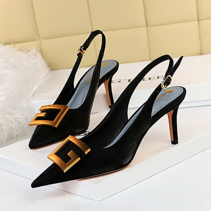 Metal Square Buckle Pumps