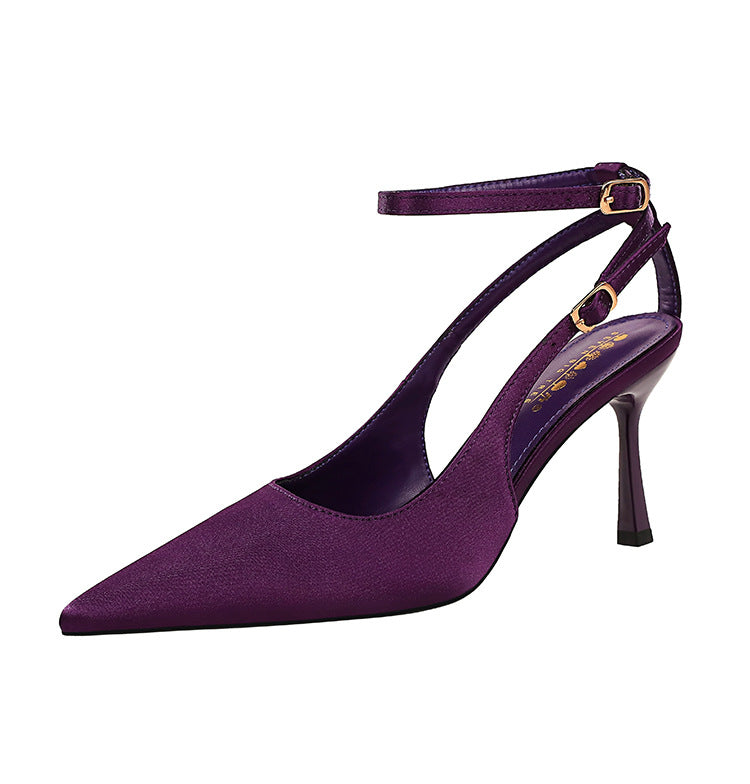 Satin Stiletto Heels Pointed Toe
