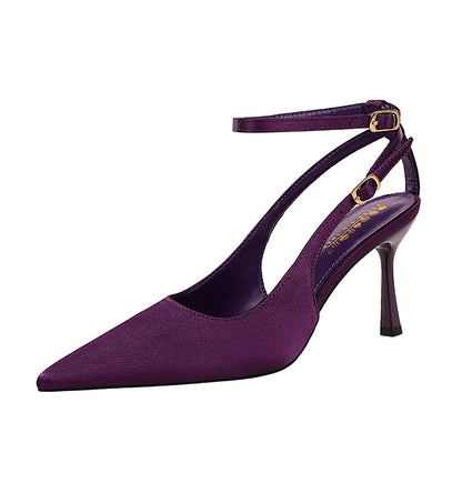 Satin Stiletto Heels Pointed Toe