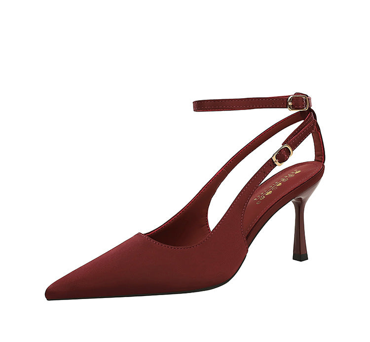 Satin Stiletto Heels Pointed Toe