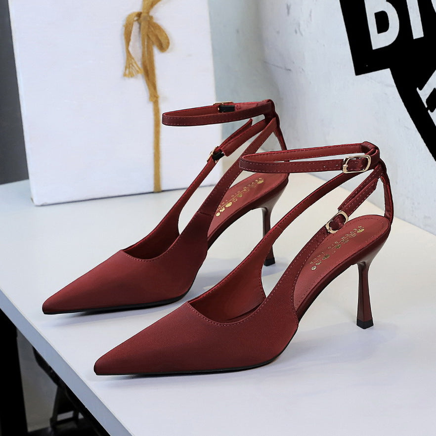 Satin Stiletto Heels Pointed Toe
