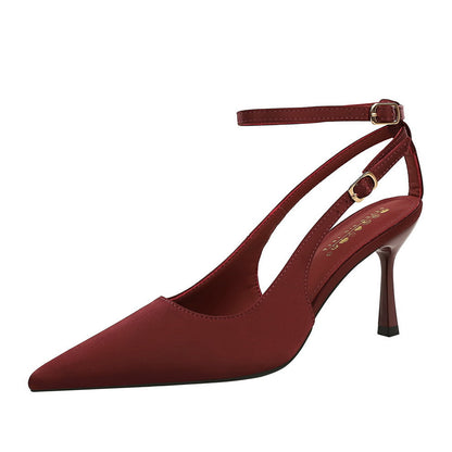Satin Stiletto Heels Pointed Toe