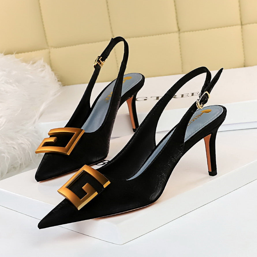 Metal Square Buckle Pumps