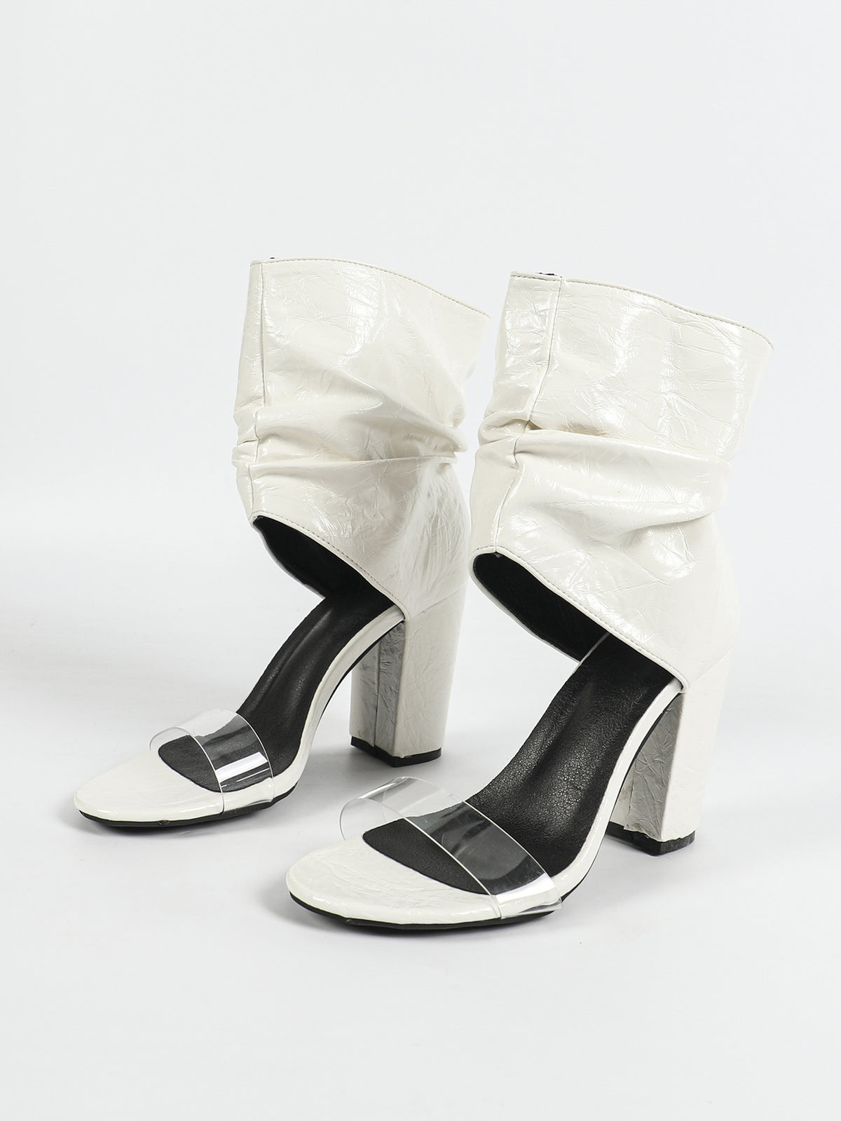Mid Calf Shoes Peep Toe Heel