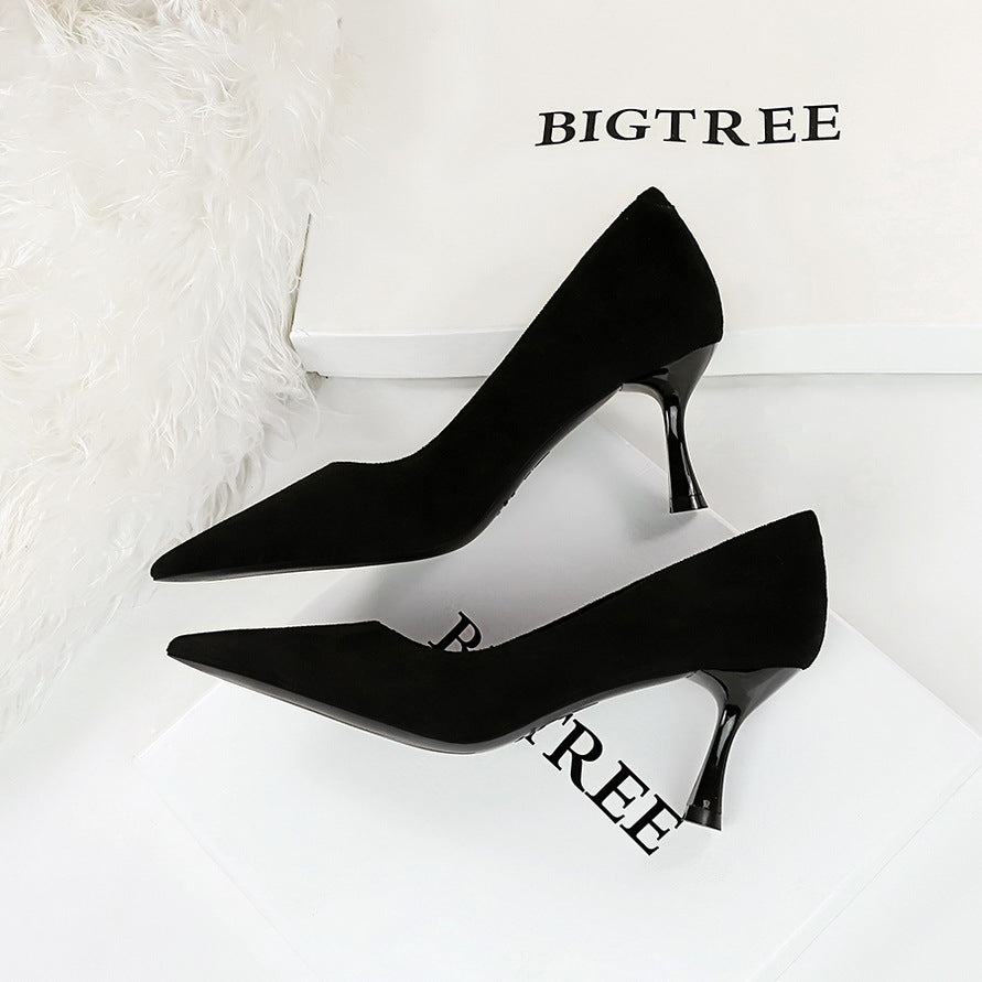 Wine Glass Heel Shallow Mouth Pointed Toe