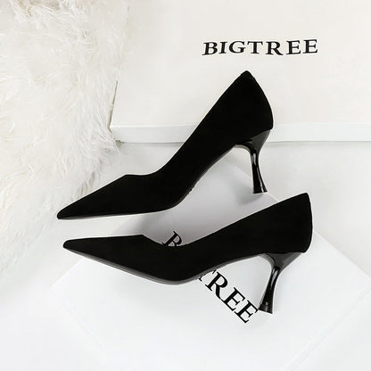 Wine Glass Heel Shallow Mouth Pointed Toe