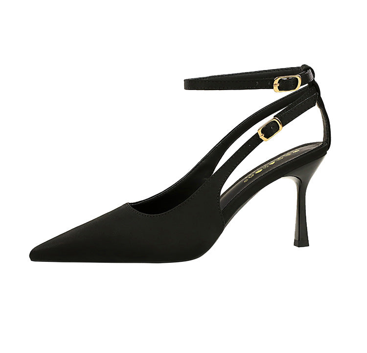 Satin Stiletto Heels Pointed Toe