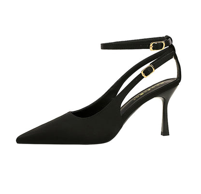 Satin Stiletto Heels Pointed Toe