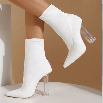 Chunky Heel Pointed Toe Mid Boots