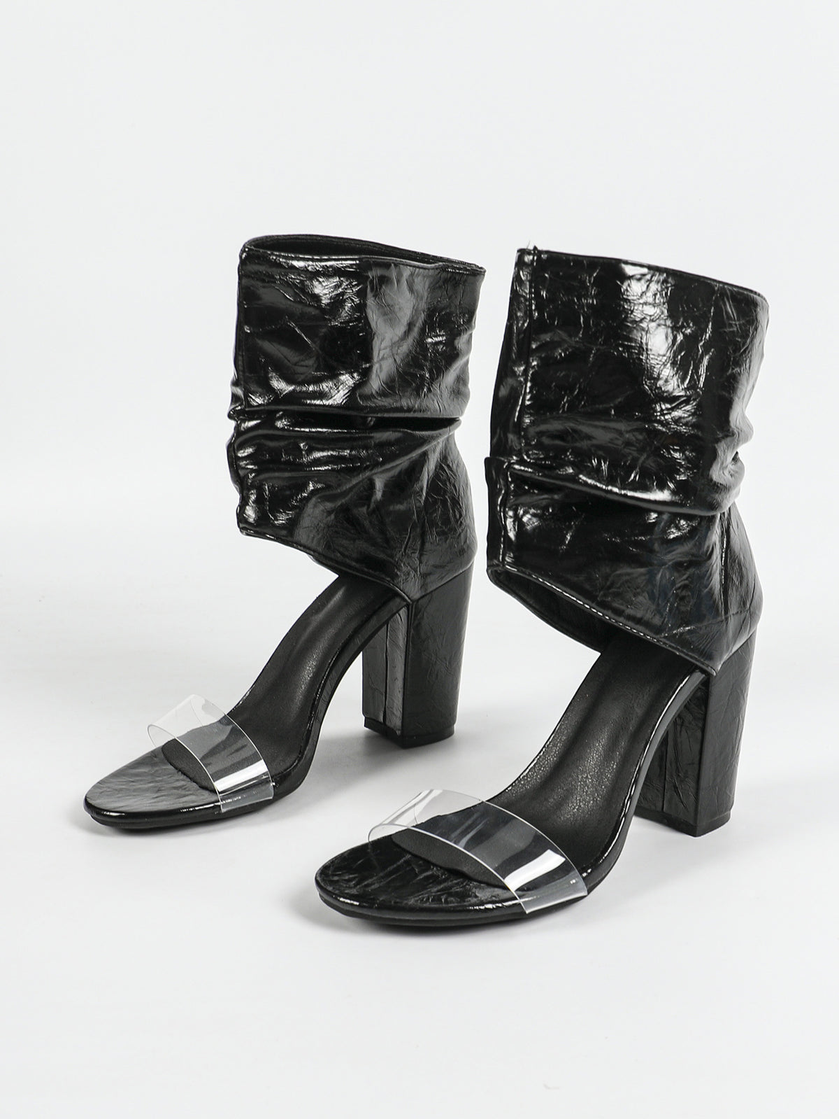 Mid Calf Shoes Peep Toe Heel
