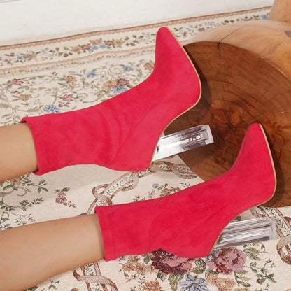 Chunky Heel Pointed Toe Mid Boots