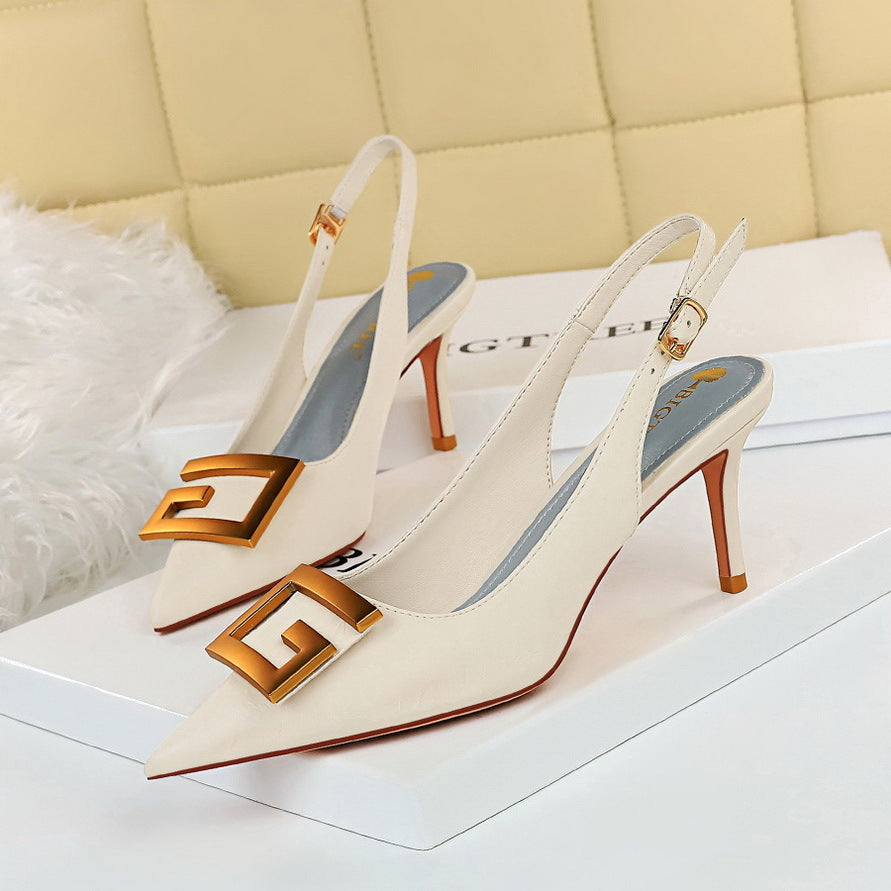 Metal Square Buckle Pumps