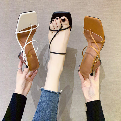 Open Square Toe Slip On Heel