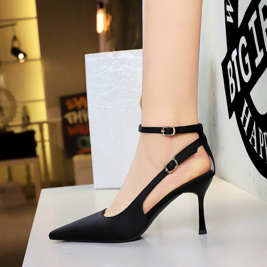 Satin Stiletto Heels Pointed Toe